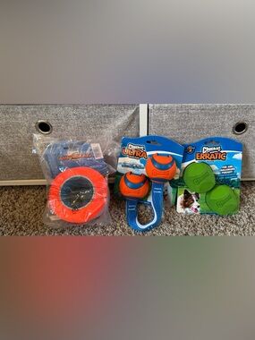 Orange and Blue Ultra Tug Dog Toy , Erratic Balls. & Roller